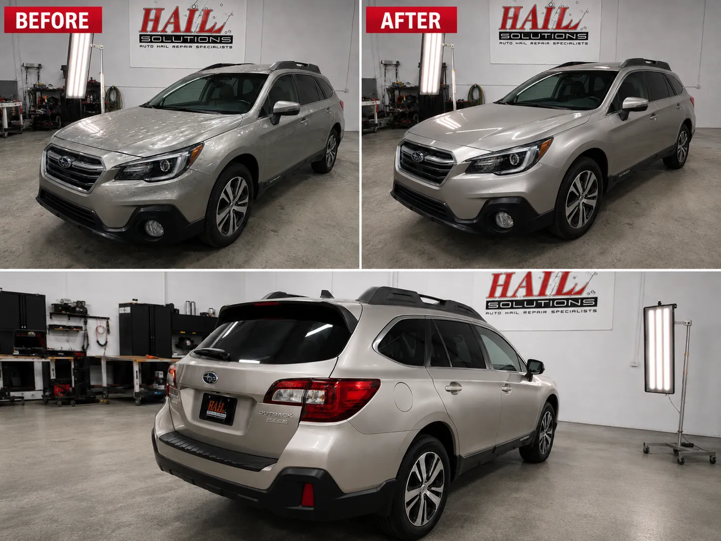 Detail photo of 2018 Subaru Outback — Tungsten Metallic hail damage repair in Tonganoxie, KS