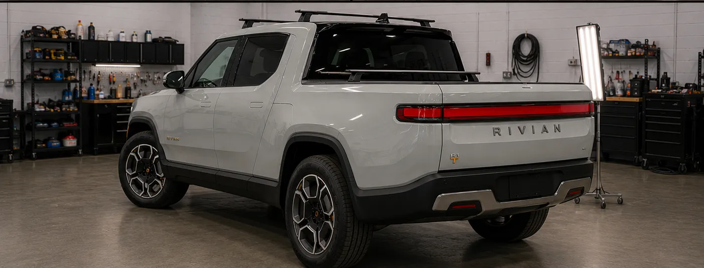 Detail photo of 2024 Rivian R1T — Limestone hail damage repair in Overland Park, KS