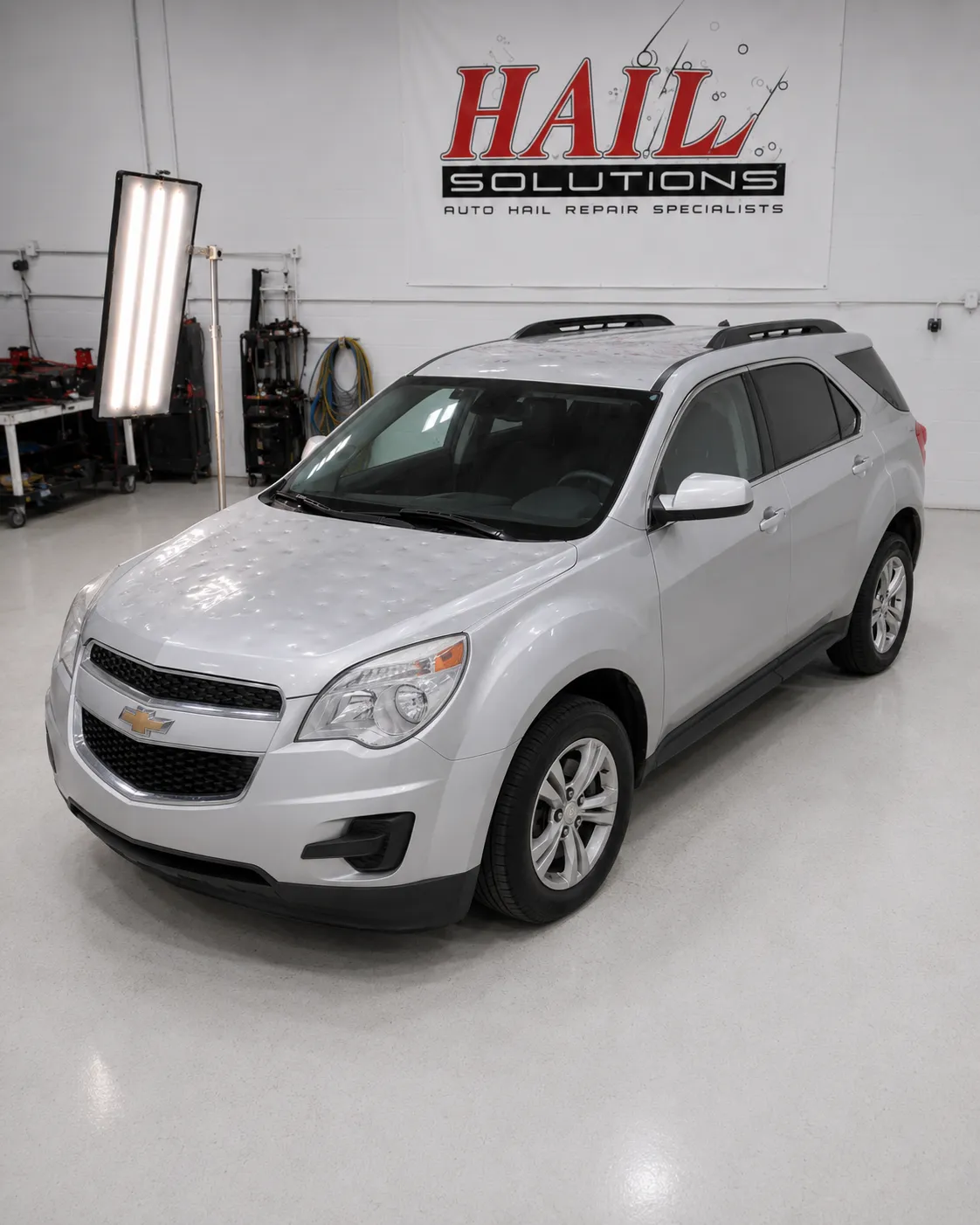 Detail photo of 2015 Chevrolet Equinox — Silver Ice Metallic hail damage repair in Independence, MO