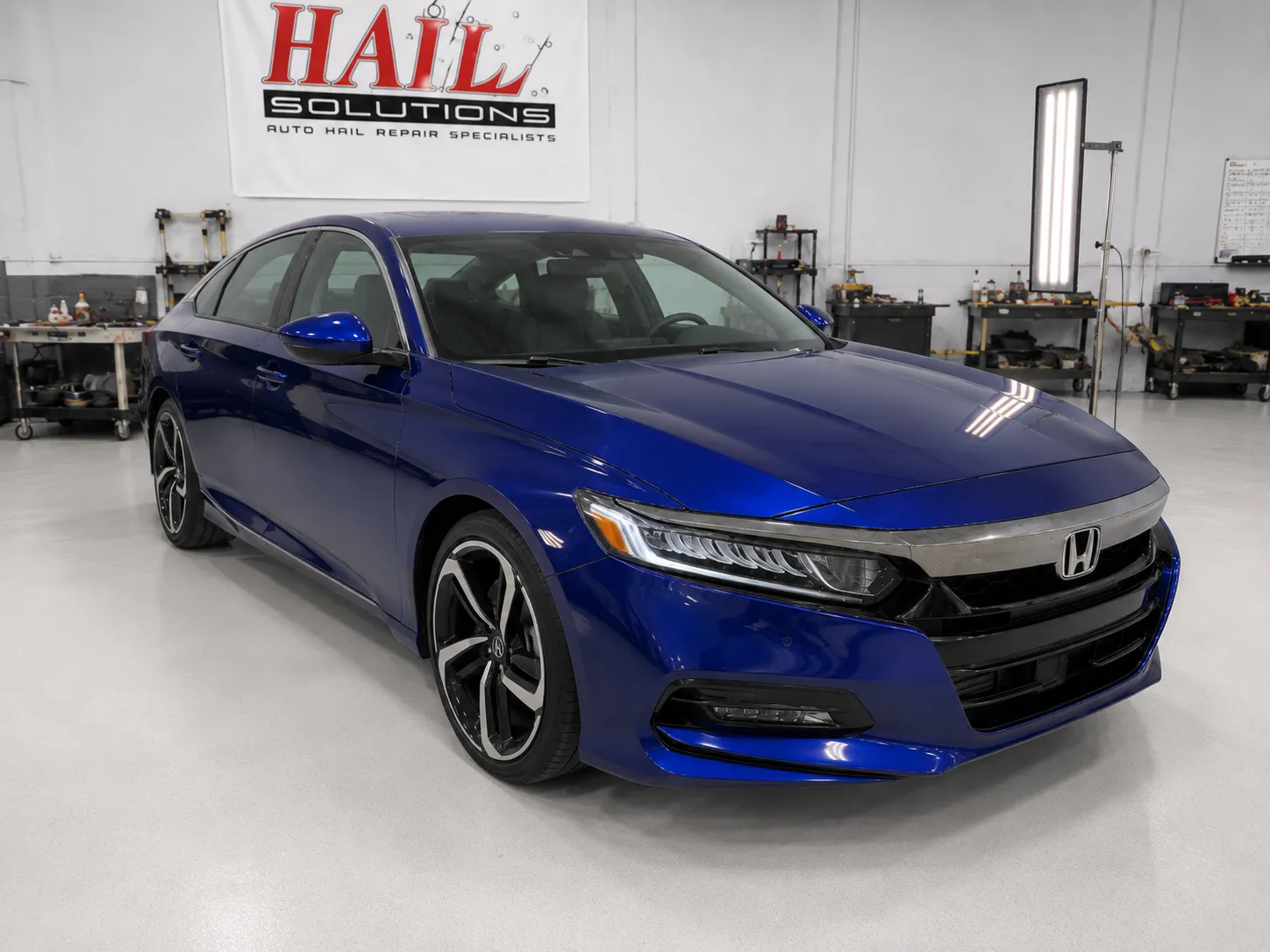 Detail photo of 2018 Honda Accord — Still Night Pearl hail damage repair in Olathe, KS