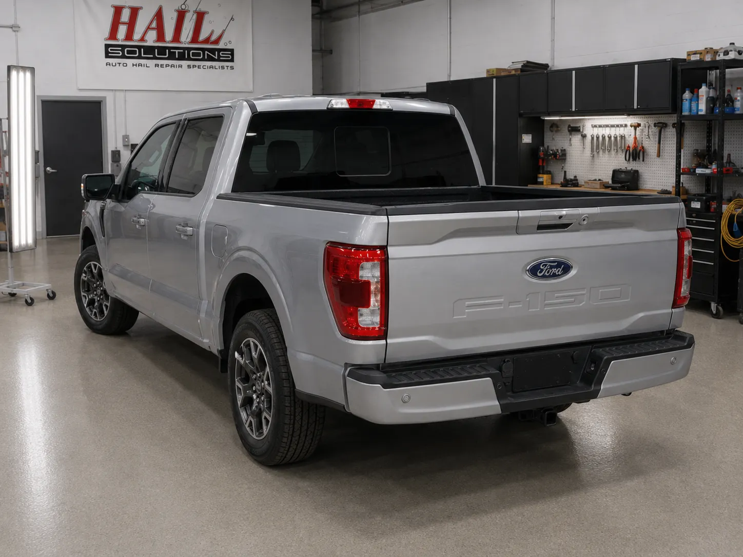 Detail photo of 2024 Ford F-150 — Iconic Silver hail damage repair in Liberty, MO
