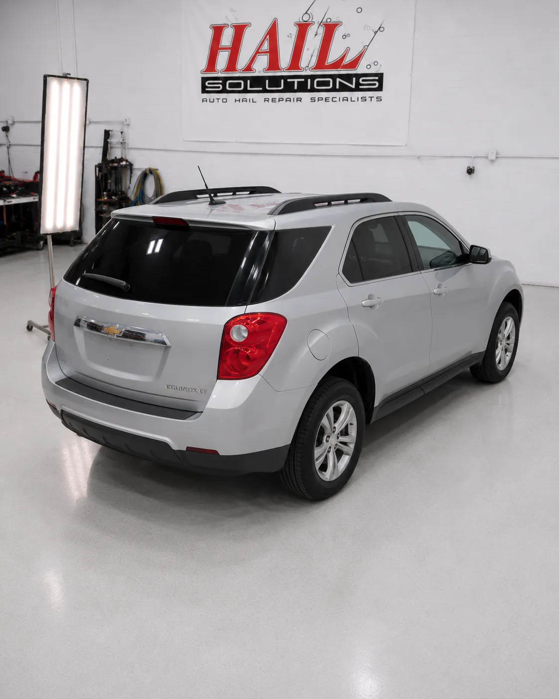 Detail photo of 2015 Chevrolet Equinox — Silver Ice Metallic hail damage repair in Independence, MO