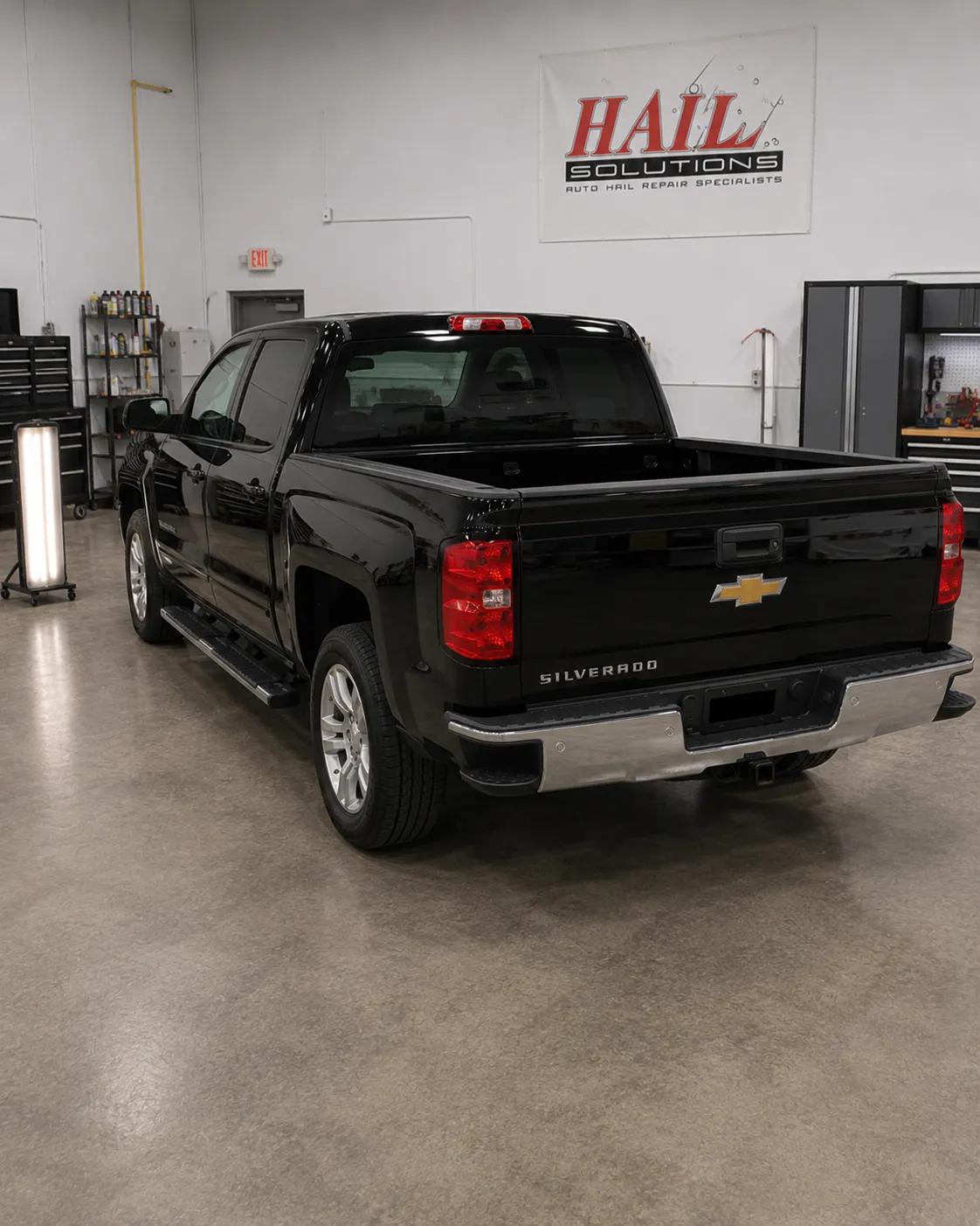 Detail photo of 2016 Chevrolet Silverado 1500 — Black hail damage repair in Ottawa, KS