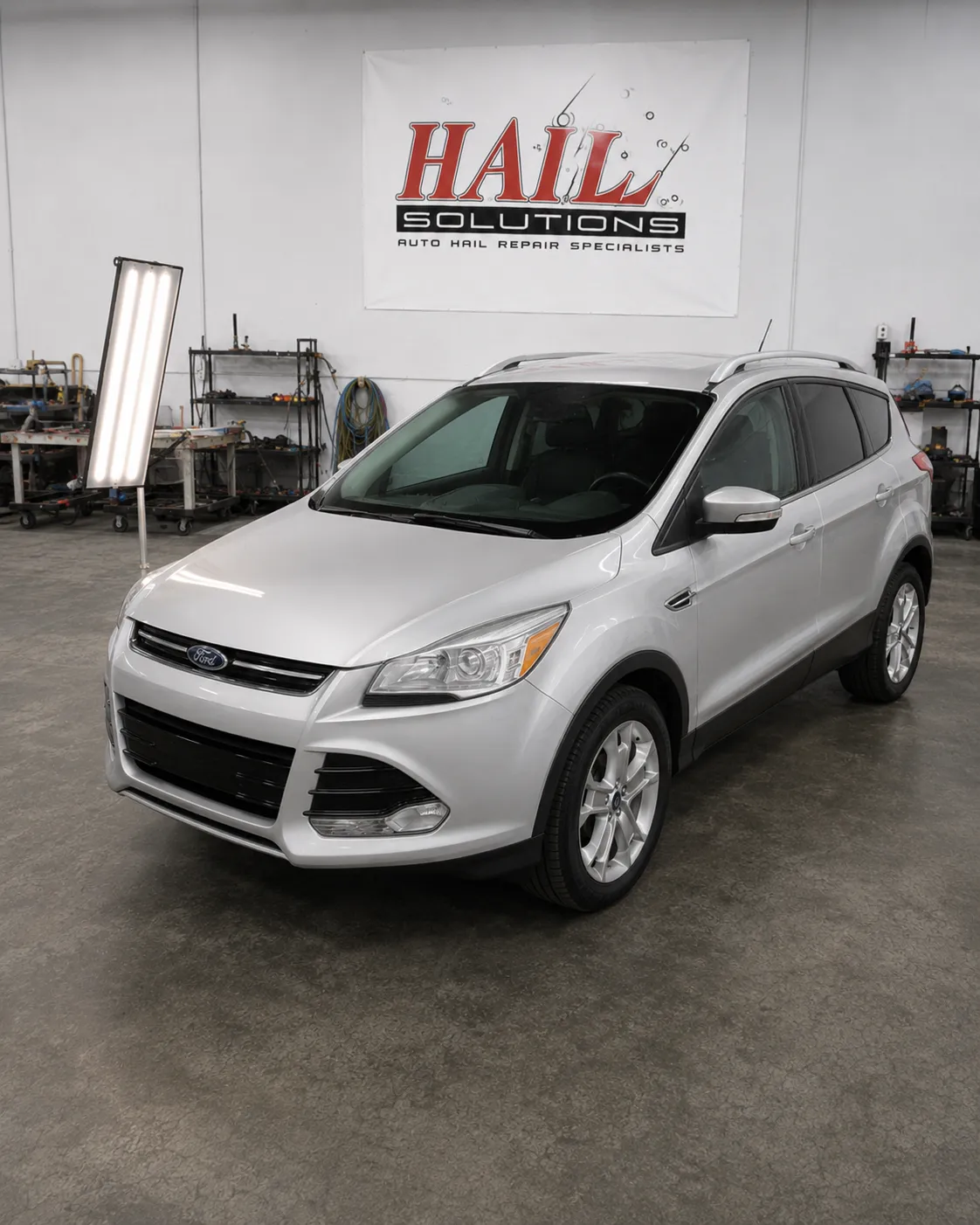 Detail photo of 2016 Ford Escape — Ingot Silver hail damage repair in Olathe, KS