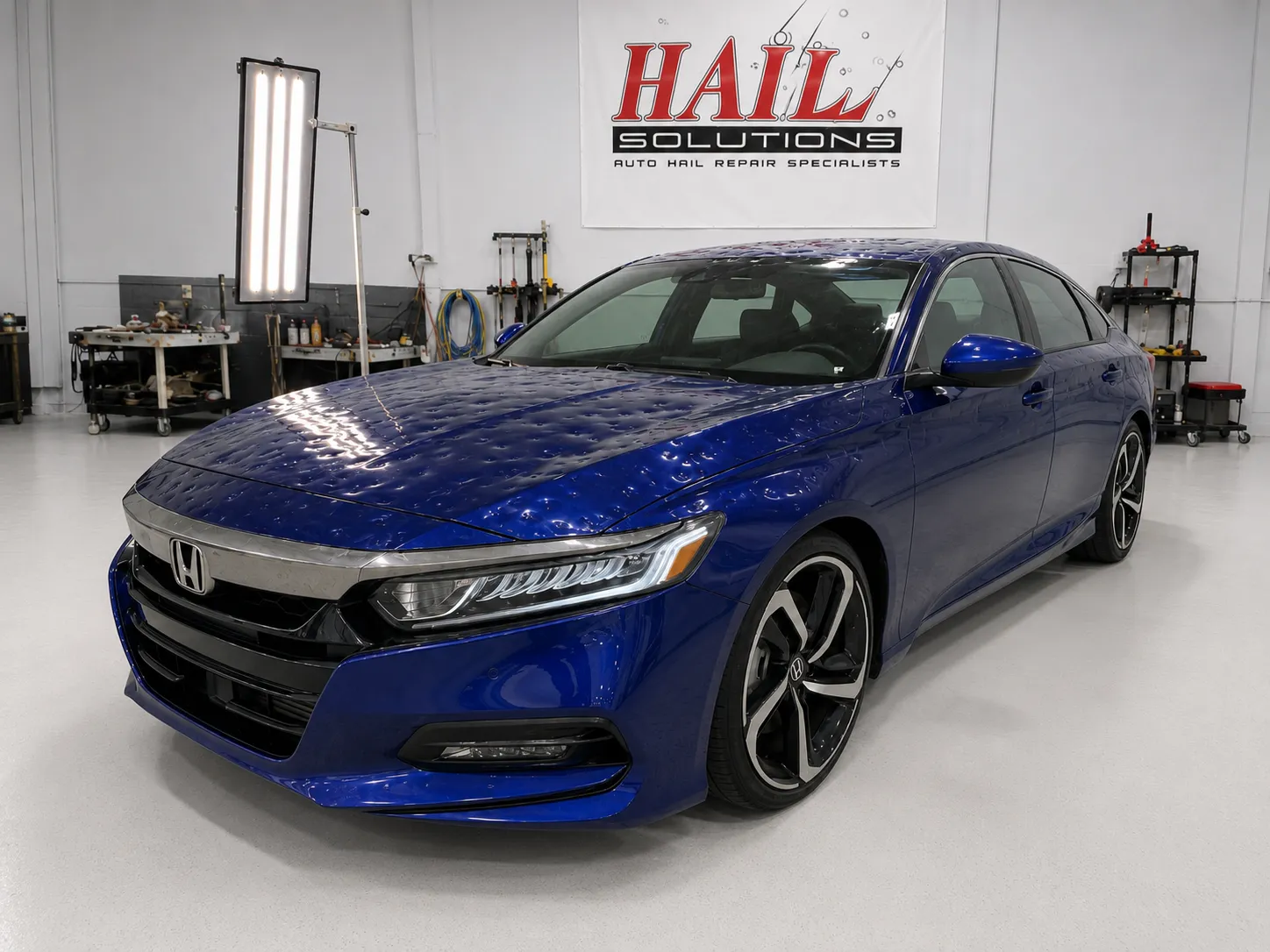 Detail photo of 2018 Honda Accord — Still Night Pearl hail damage repair in Olathe, KS