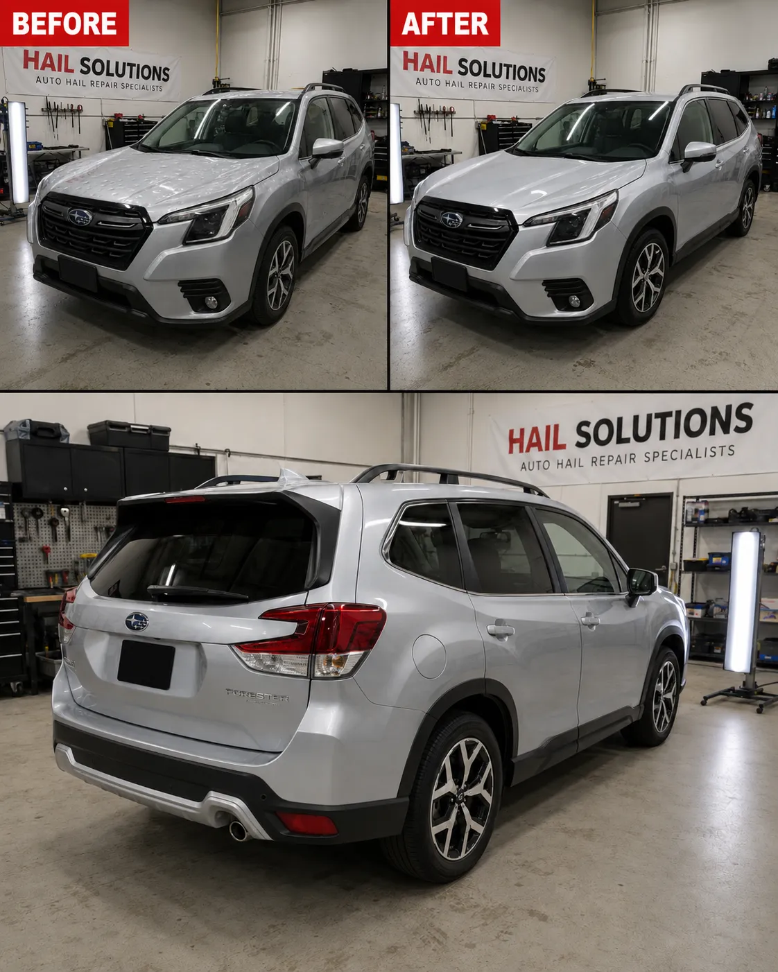 Detail photo of 2022 Subaru Forester — Ice Silver Metallic hail damage repair in Lee's Summit, MO