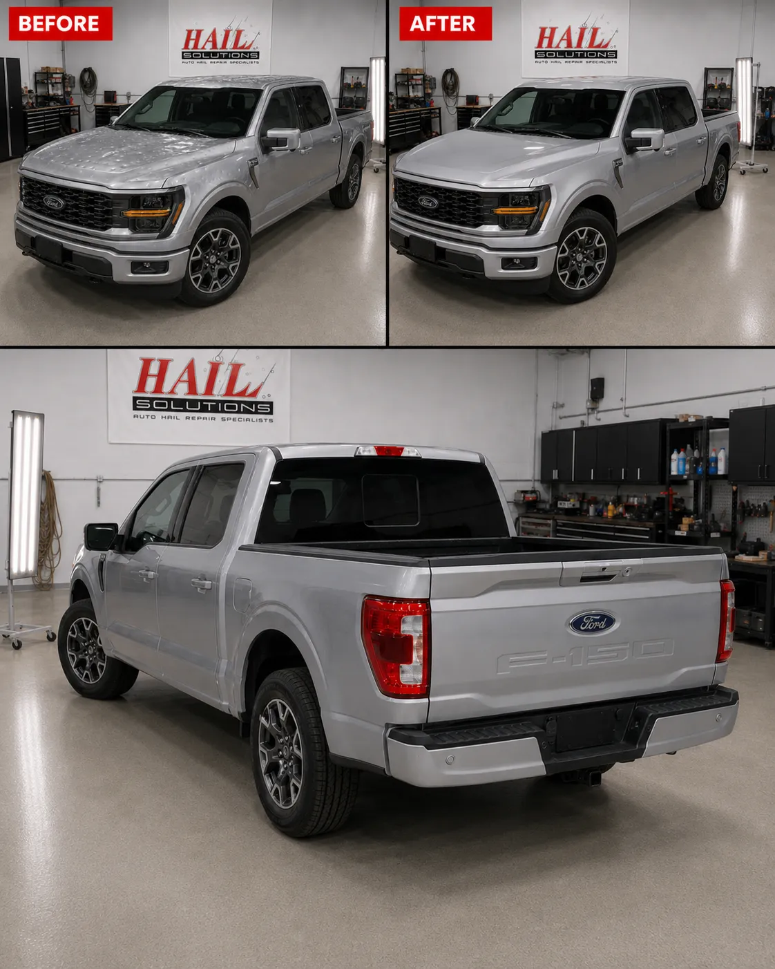 Detail photo of 2024 Ford F-150 — Iconic Silver hail damage repair in Liberty, MO